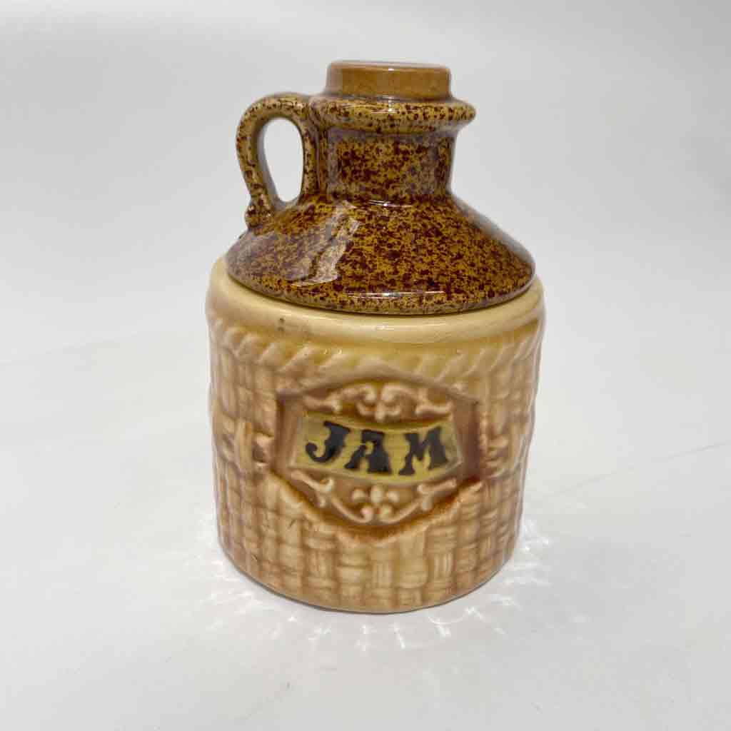 CONDIMENT POT, 1960s Glazed Jam Jug- 13cmH